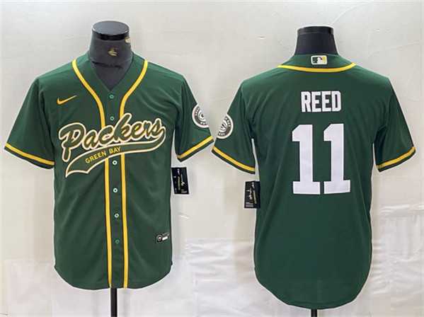 Men%27s Green Bay Packers #11 Jayden Reed Green Cool Base Stitched Baseball Jersey->mlb youth jerseys->MLB Jersey